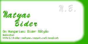 matyas bider business card
